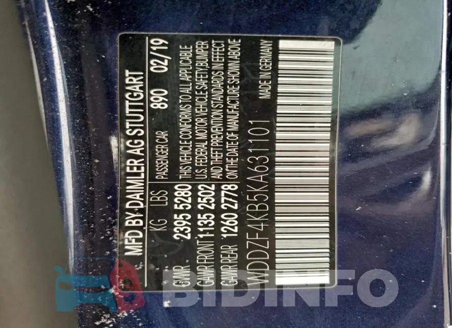 WDDZF4KB5KA631101 Photo# 12