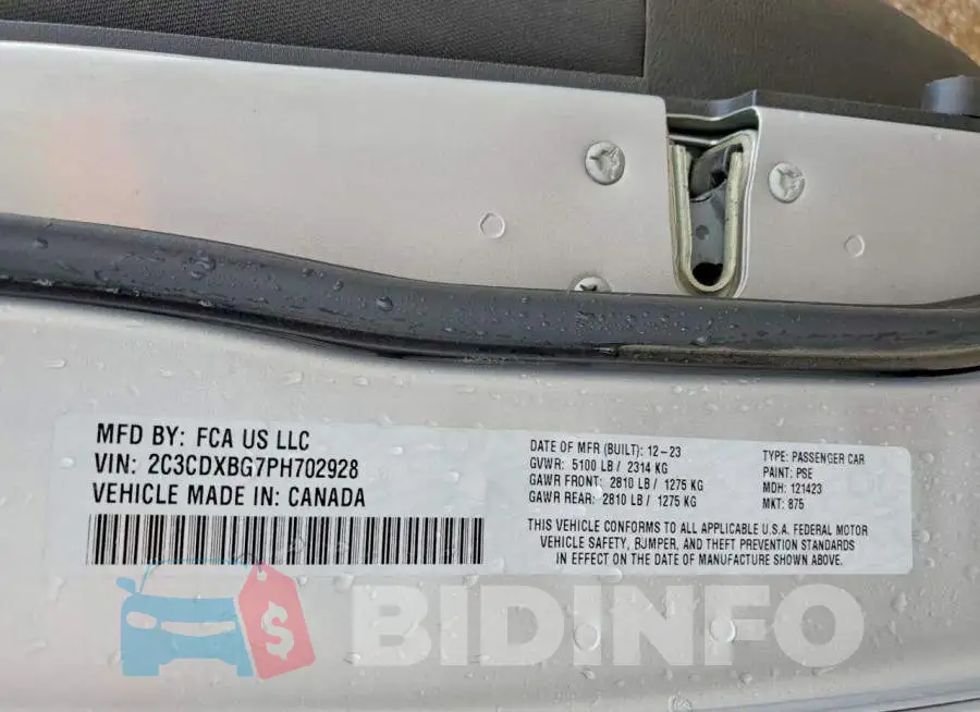 2C3CDXBG7PH702928 Photo# 12