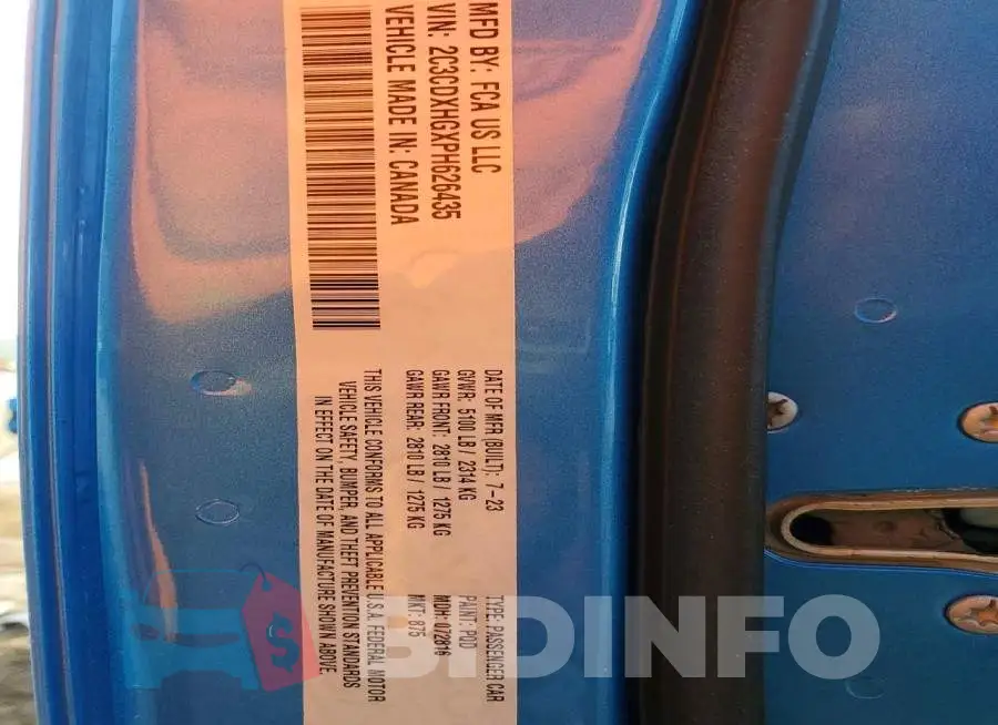 2C3CDXHGXPH626435 Photo# 12