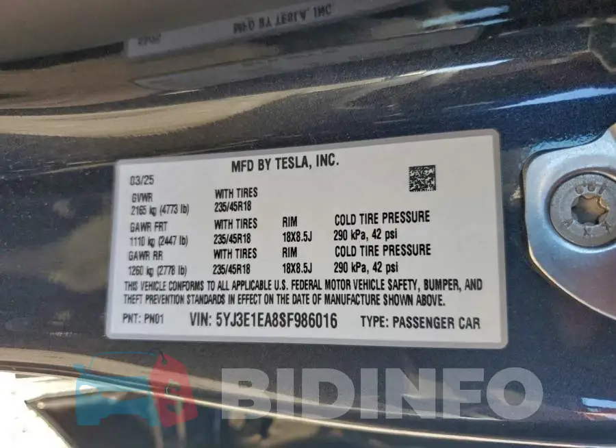 5YJ3E1EA8SF986016 Photo# 14