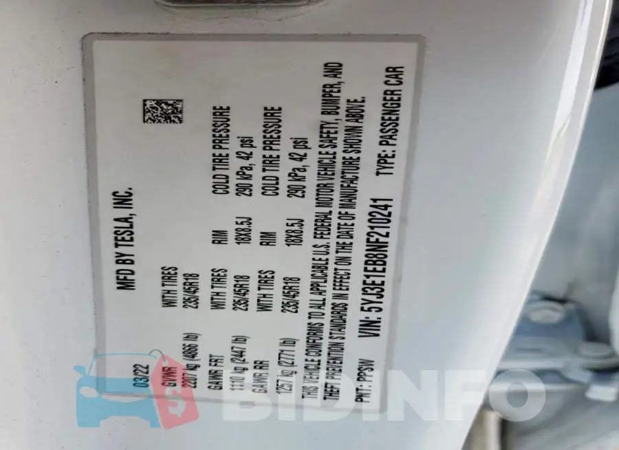 5YJ3E1EB8NF210241 Photo# 12