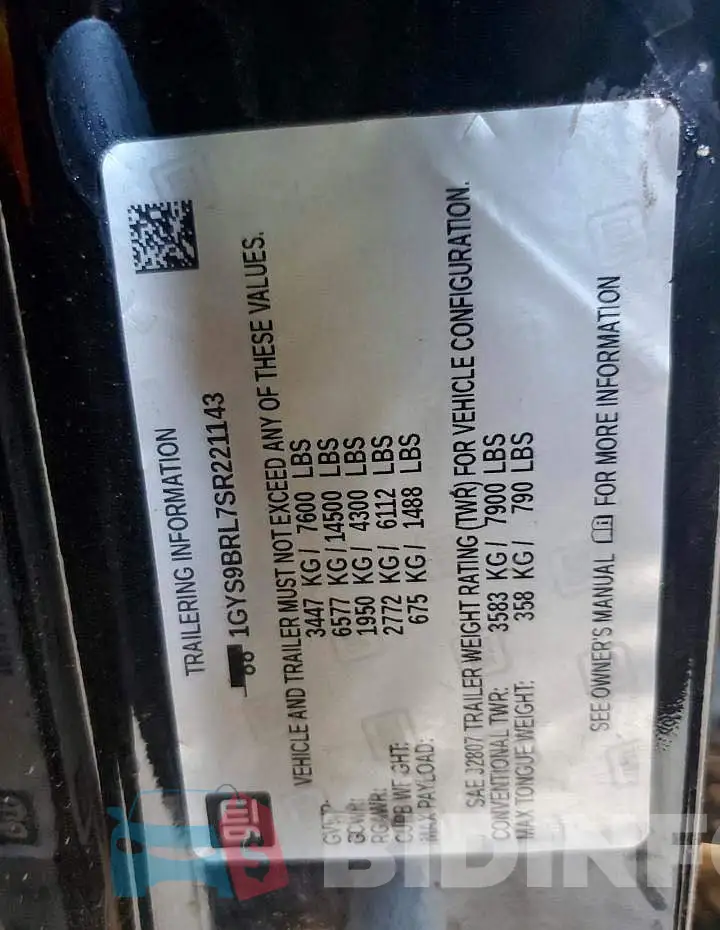 1GYS9BRL7SR221143 Photo# 12