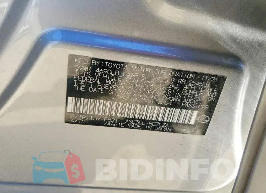 JTHAA1D21N5118604 Photo# 11