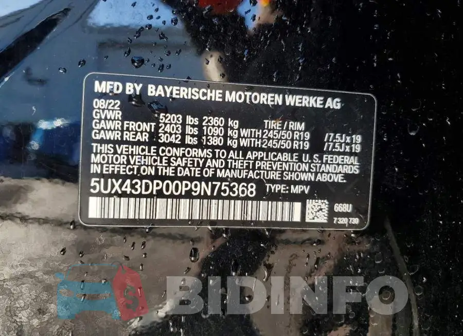 5UX43DP00P9N75368 Photo# 13