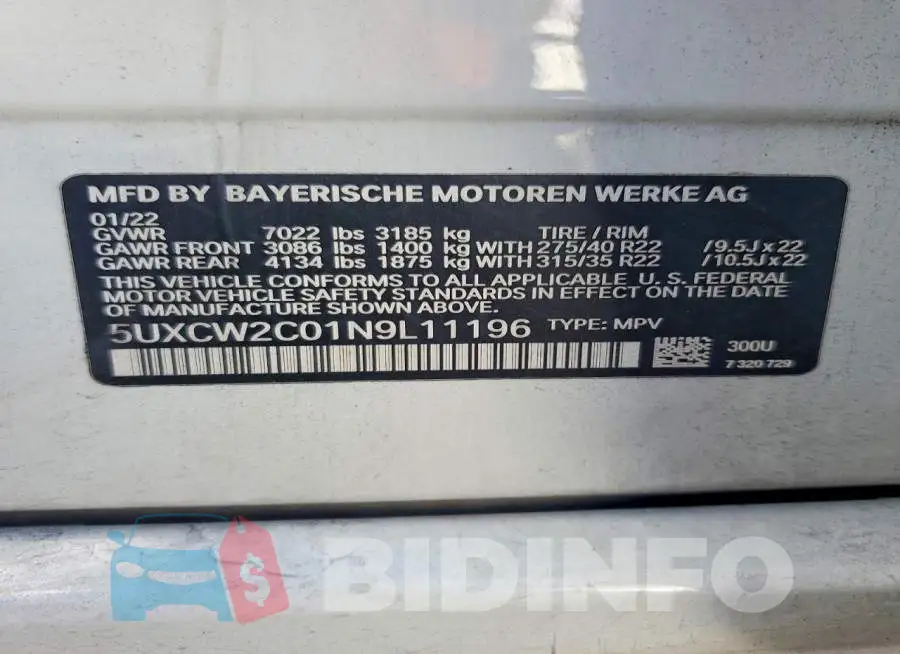 5UXCW2C01N9L11196 Photo# 13