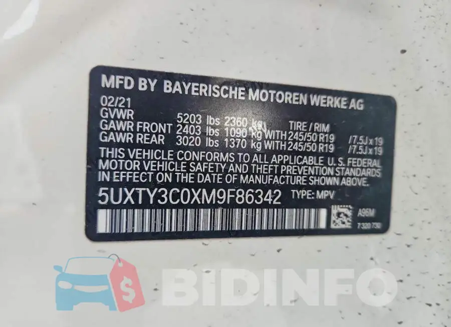 5UXTY3C0XM9F86342 Photo# 13