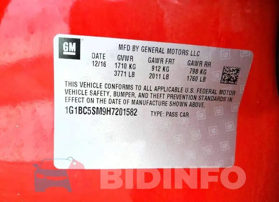 1G1BC5SM9H7201582 Photo# 12