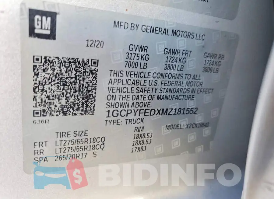 1GCPYFEDXMZ181552 Photo# 8