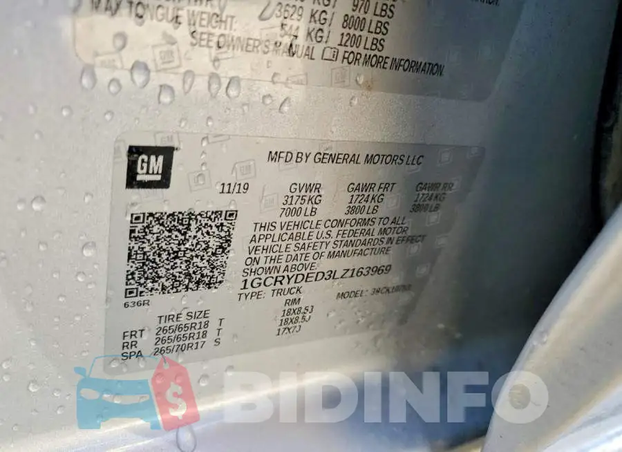 1GCRYDED3LZ163969 Photo# 12