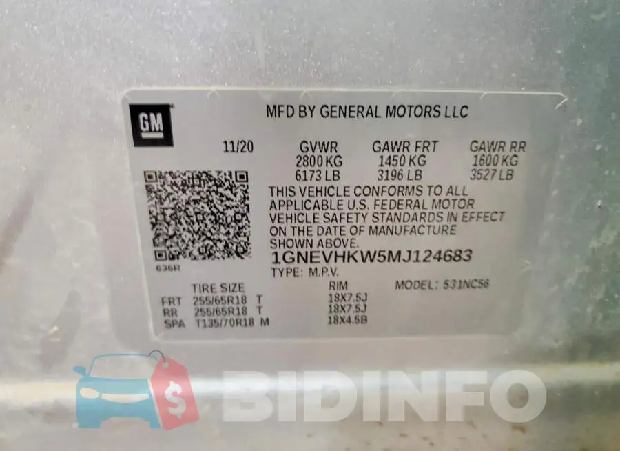 1GNEVHKW5MJ124683 Photo# 13
