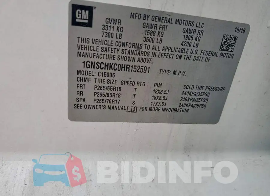 1GNSCHKC0HR152591 Photo# 13