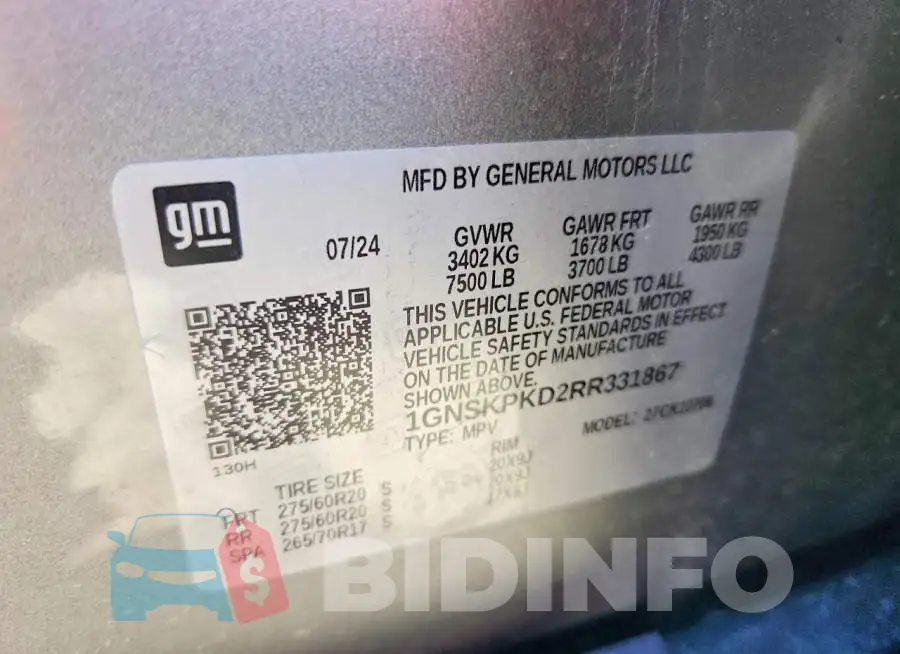 1GNSKPKD2RR331867 Photo# 13