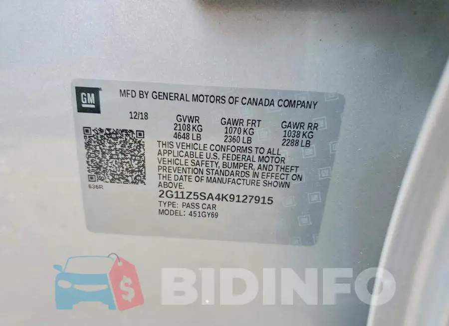 2G11Z5SA4K9127915 Photo# 12