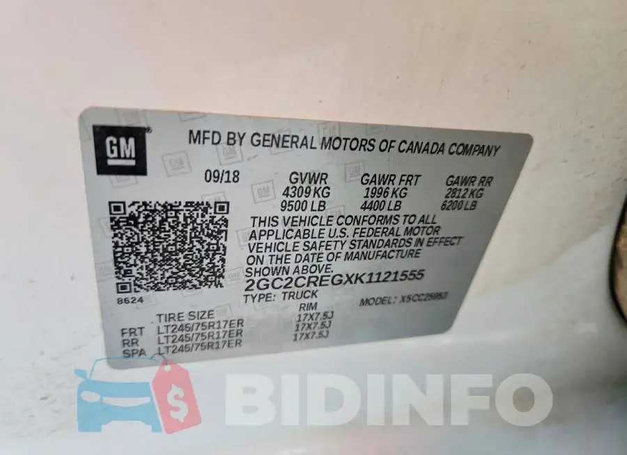 2GC2CREGXK1121555 Photo# 12