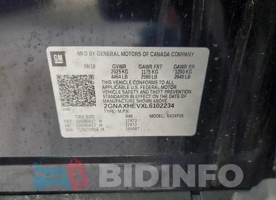 2GNAXHEVXL6102234 Photo# 13