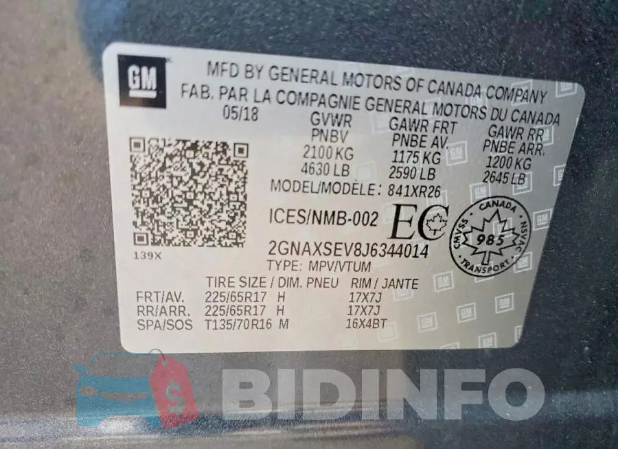 2GNAXSEV8J6344014 Photo# 13