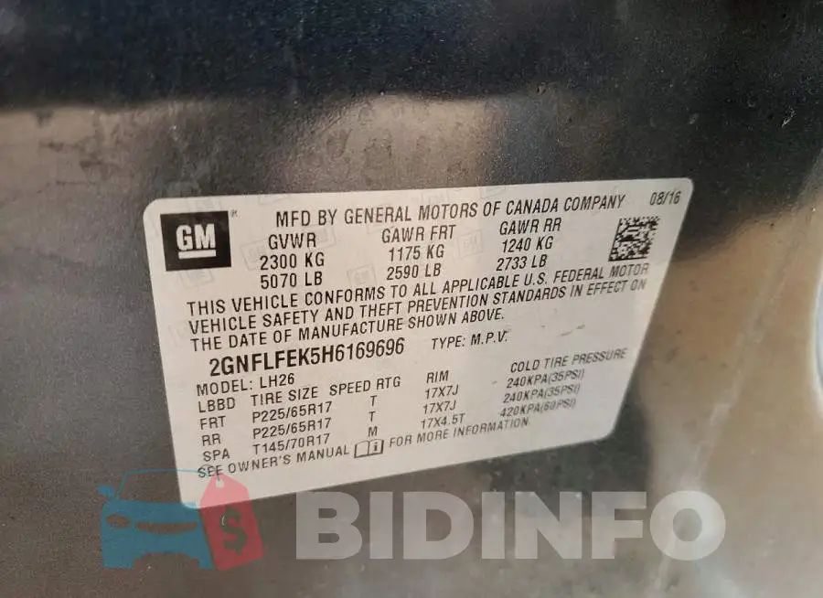 2GNFLFEK5H6169696 Photo# 13
