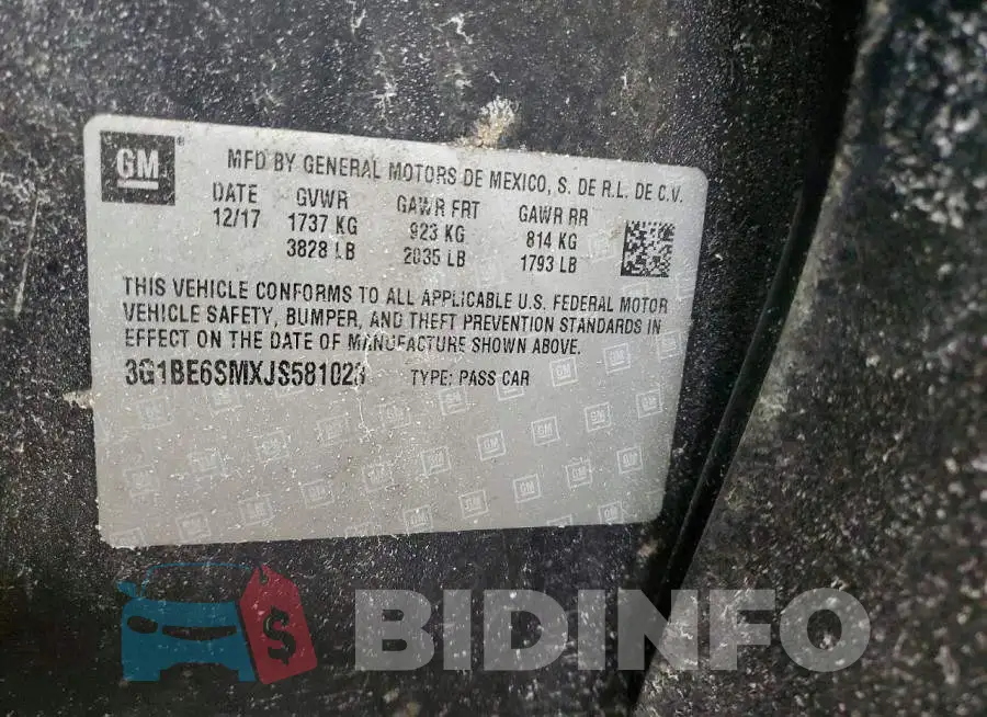 3G1BE6SMXJS581023 Photo# 12