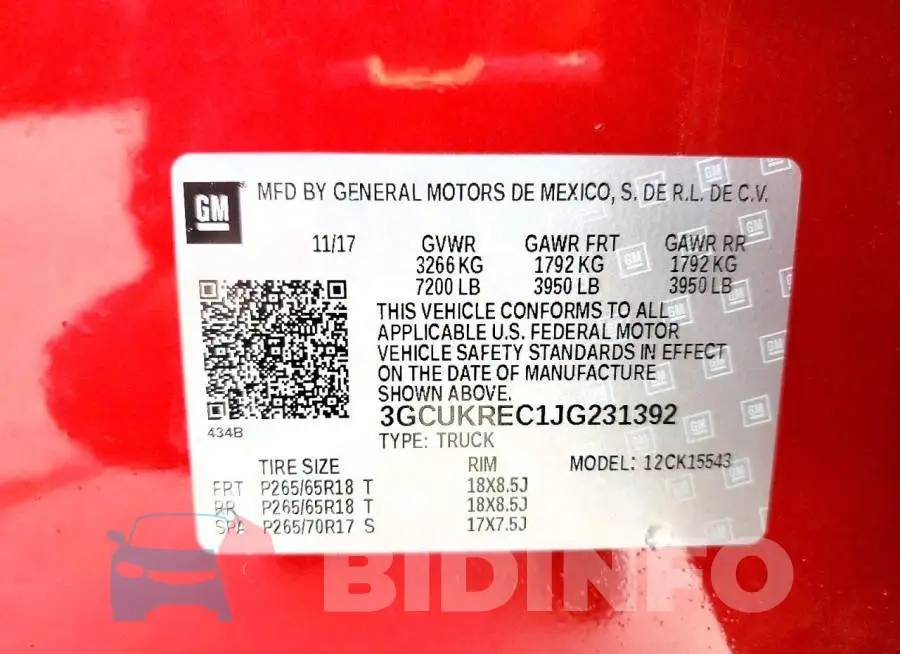 3GCUKREC1JG231392 Photo# 13