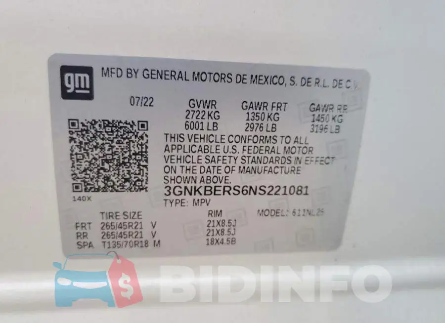 3GNKBERS6NS221081 Photo# 14