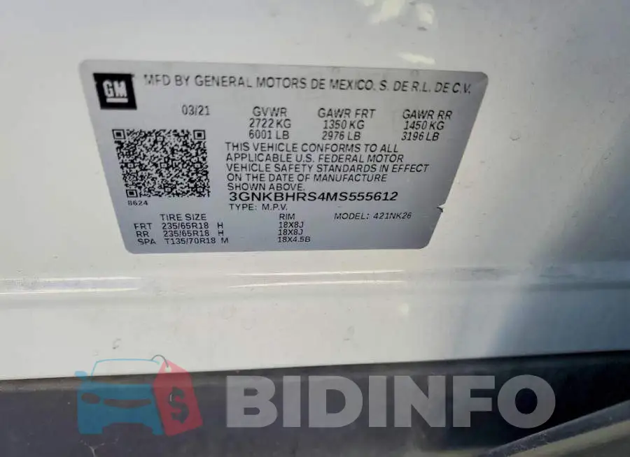 3GNKBHRS4MS555612 Photo# 13
