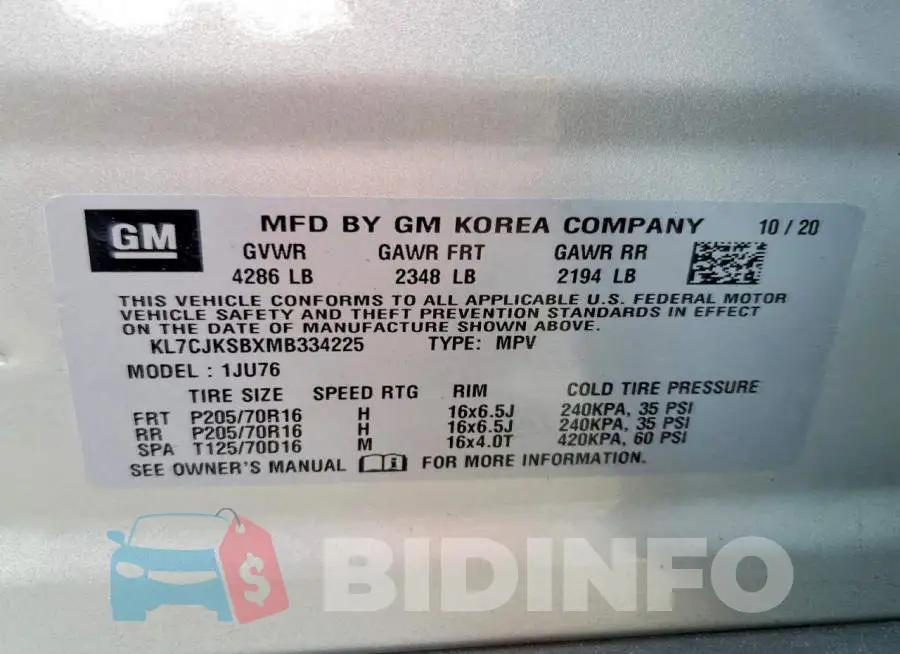 KL7CJKSBXMB334225 Photo# 13