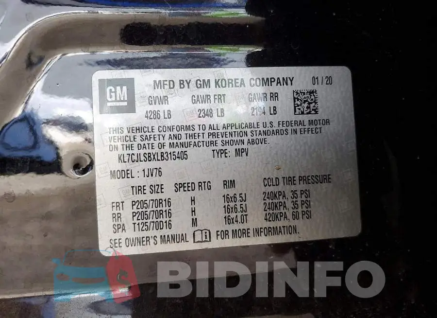 KL7CJLSBXLB315405 Photo# 13