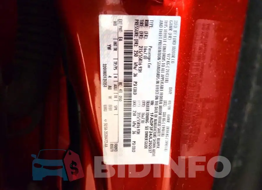 1FADP3F24JL292037 Photo# 12