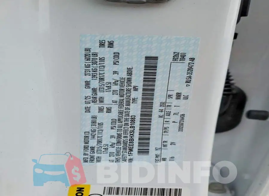1FMEE8BHXSLB10883 Photo# 13