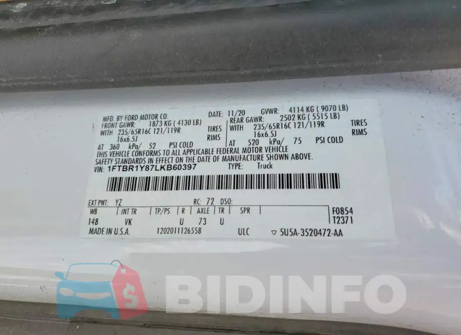 1FTBR1Y87LKB60397 Photo# 13