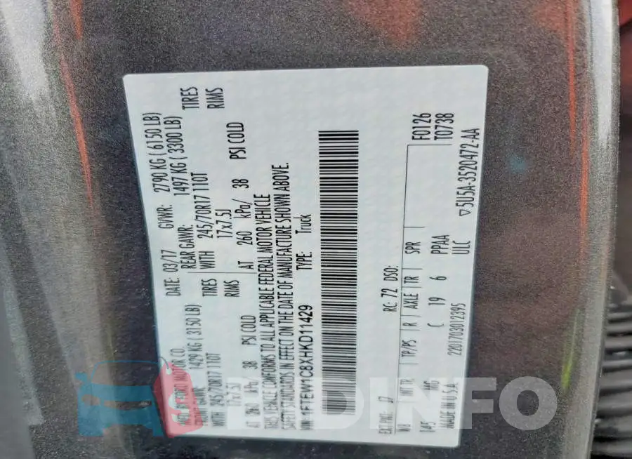 1FTEW1C8XHKD11429 Photo# 13