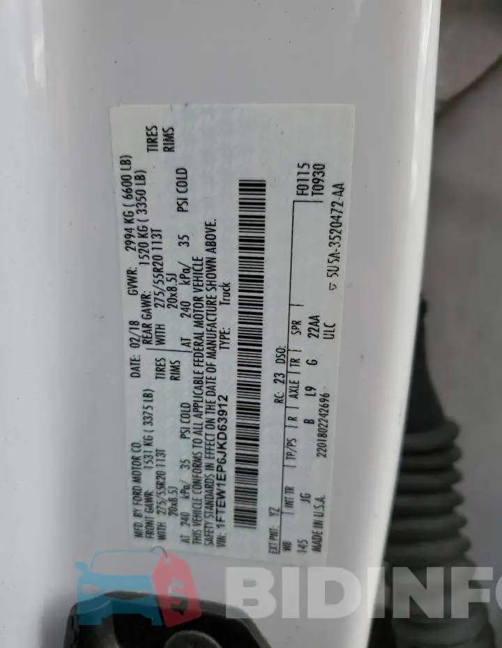 1FTEW1EP6JKD63912 Photo# 13