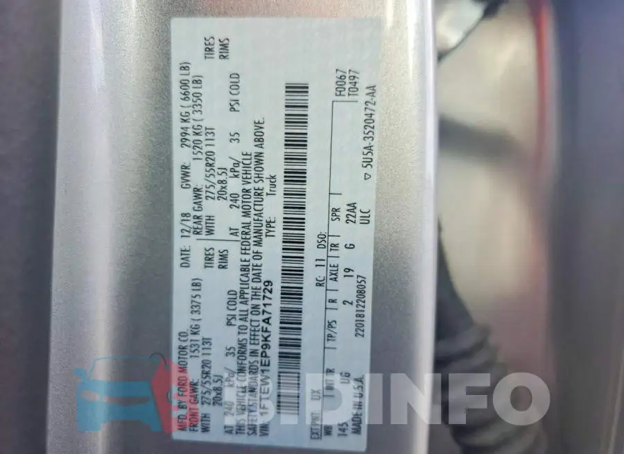 1FTEW1EP9KFA71729 Photo# 12