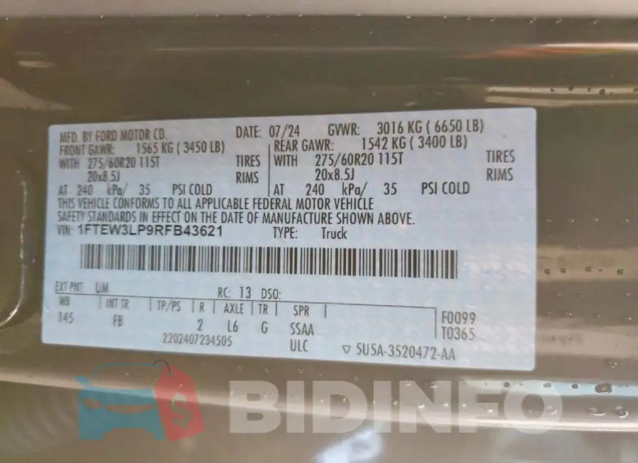1FTEW3LP9RFB43621 Photo# 12