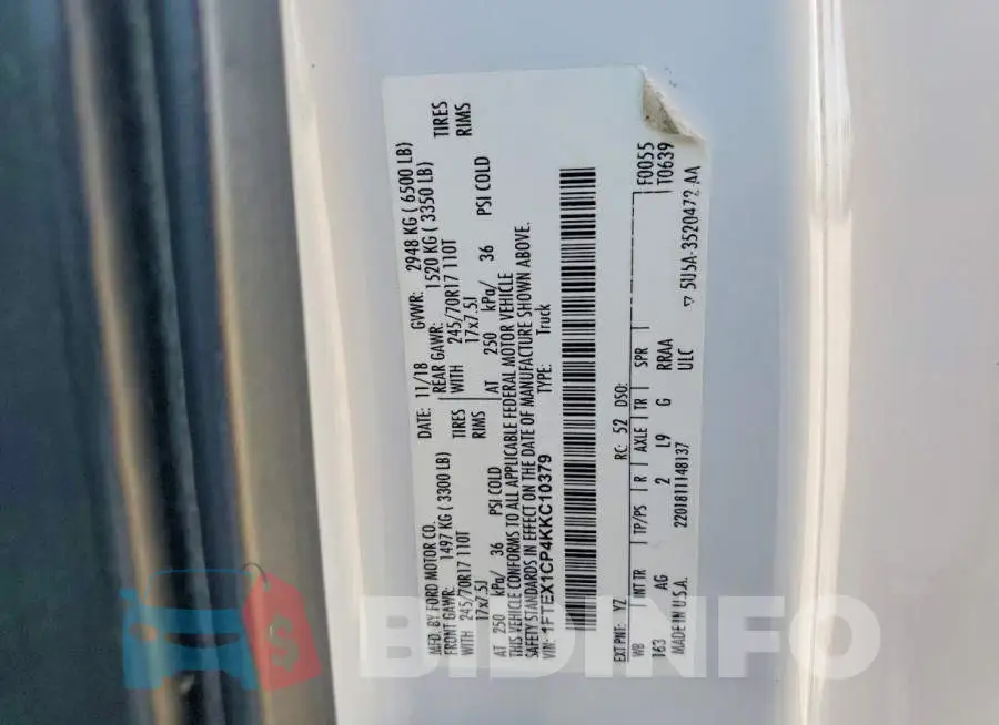 1FTEX1CP4KKC10379 Photo# 12