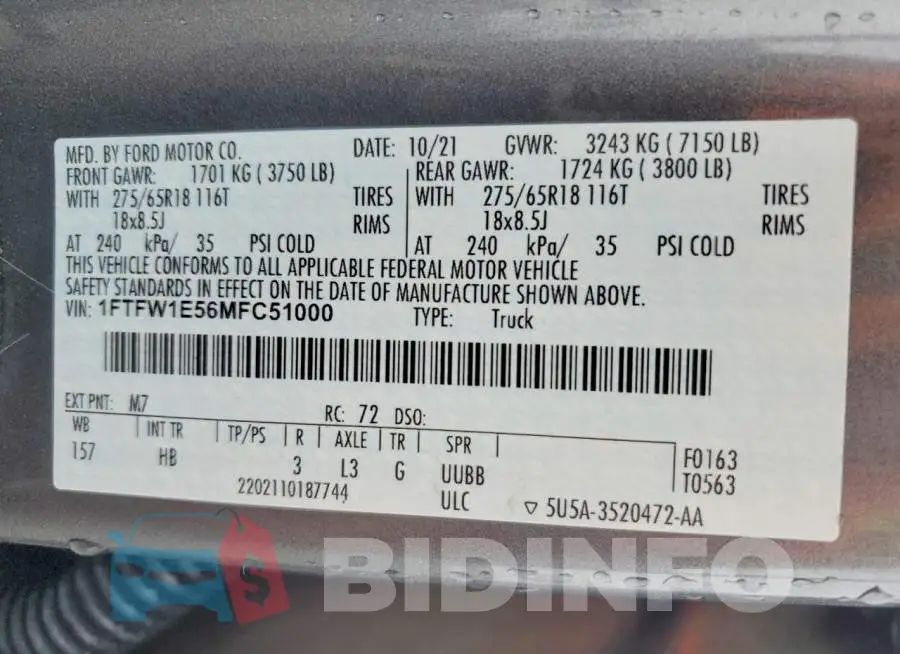 1FTFW1E56MFC51000 Photo# 12
