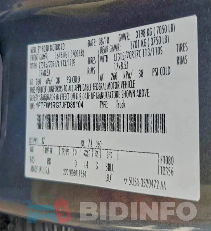 1FTFW1RG7JFD89104 Photo# 13
