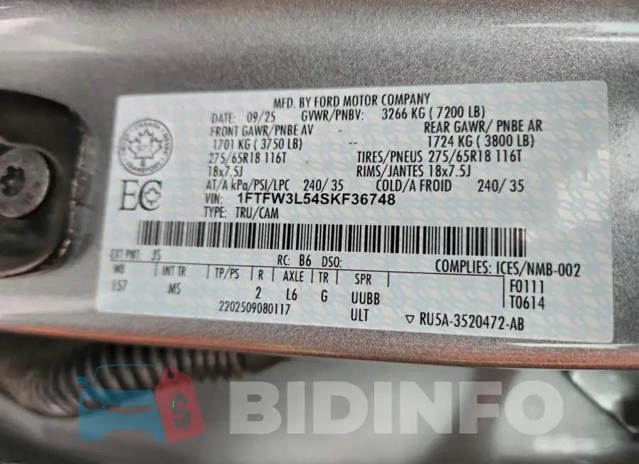 1FTFW3L54SKF36748 Photo# 13