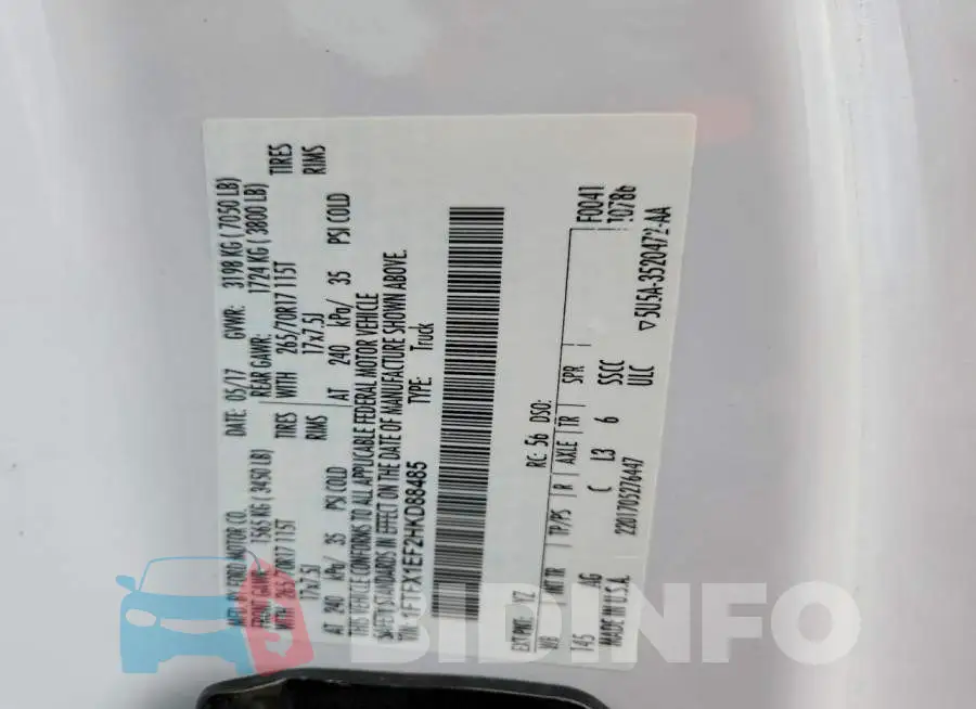 1FTFX1EF2HKD88485 Photo# 12