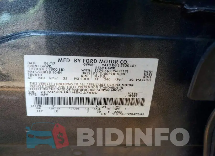 2FMPK3J91HBC27890 Photo# 13
