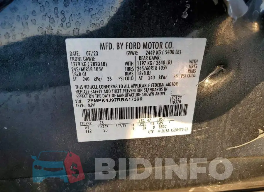 2FMPK4J97RBA17396 Photo# 14