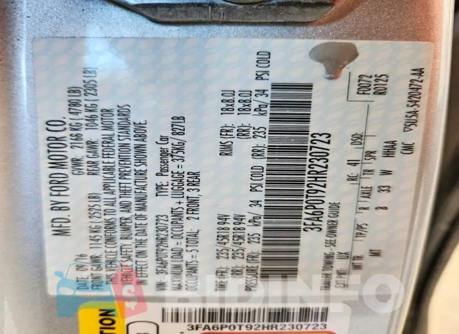 3FA6P0T92HR230723 Photo# 12