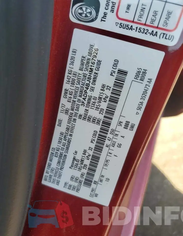 3FADP4BJ8HM167926 Photo# 12