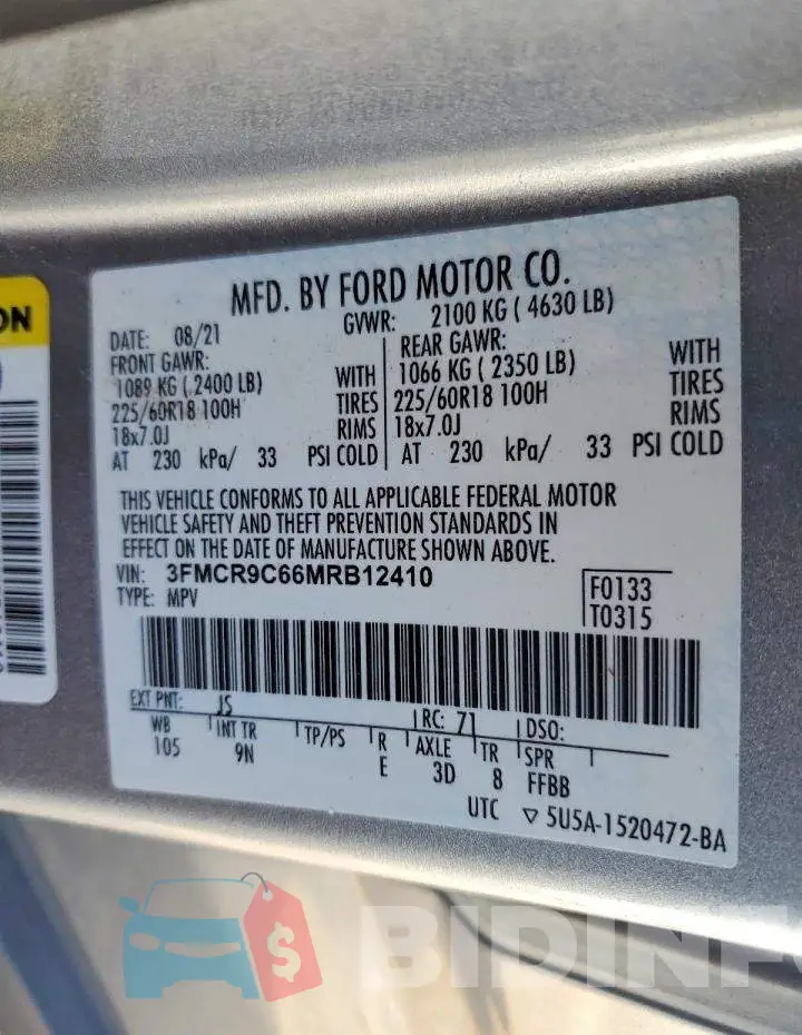 3FMCR9C66MRB12410 Photo# 13