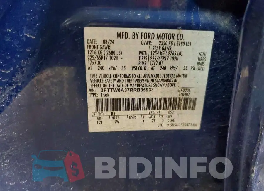 3FTTW8A37RRB35993 Photo# 12