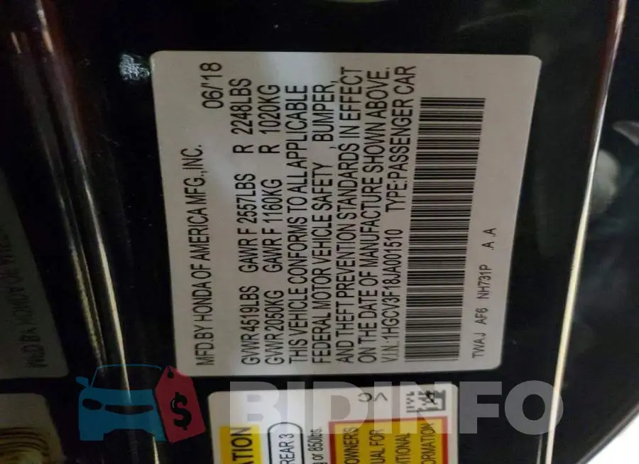 1HGCV3F18JA001510 Photo# 12