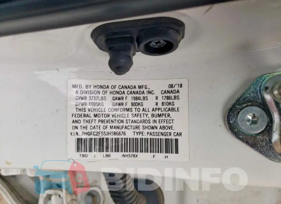 2HGFC2F55JH586676 Photo# 12
