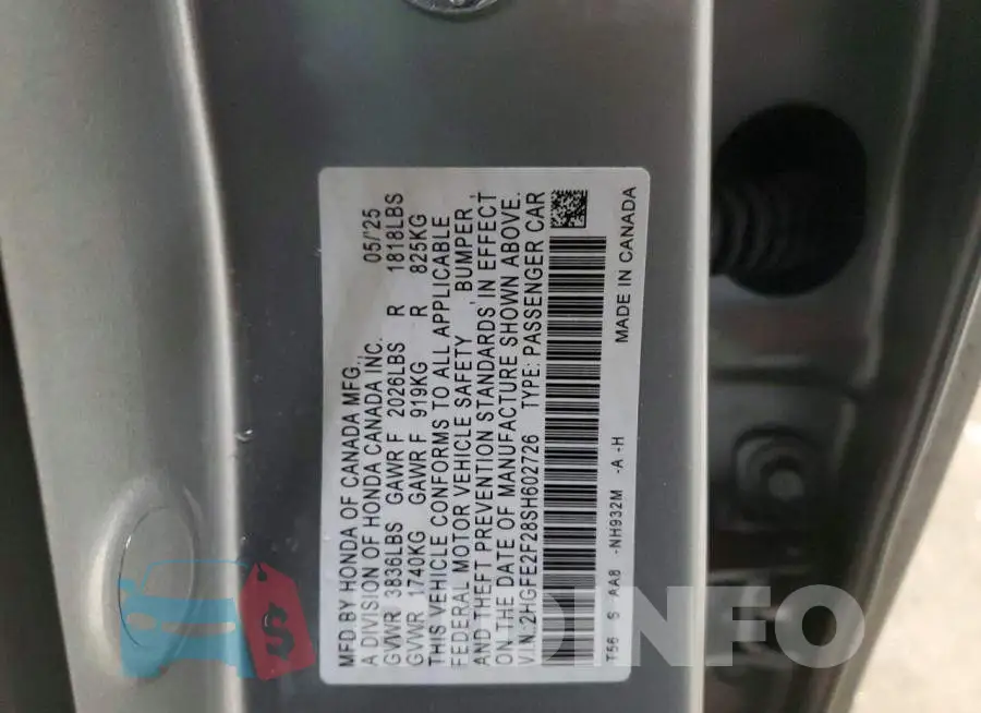 2HGFE2F28SH602726 Photo# 12