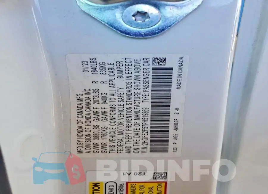 2HGFE2F57PH519869 Photo# 13