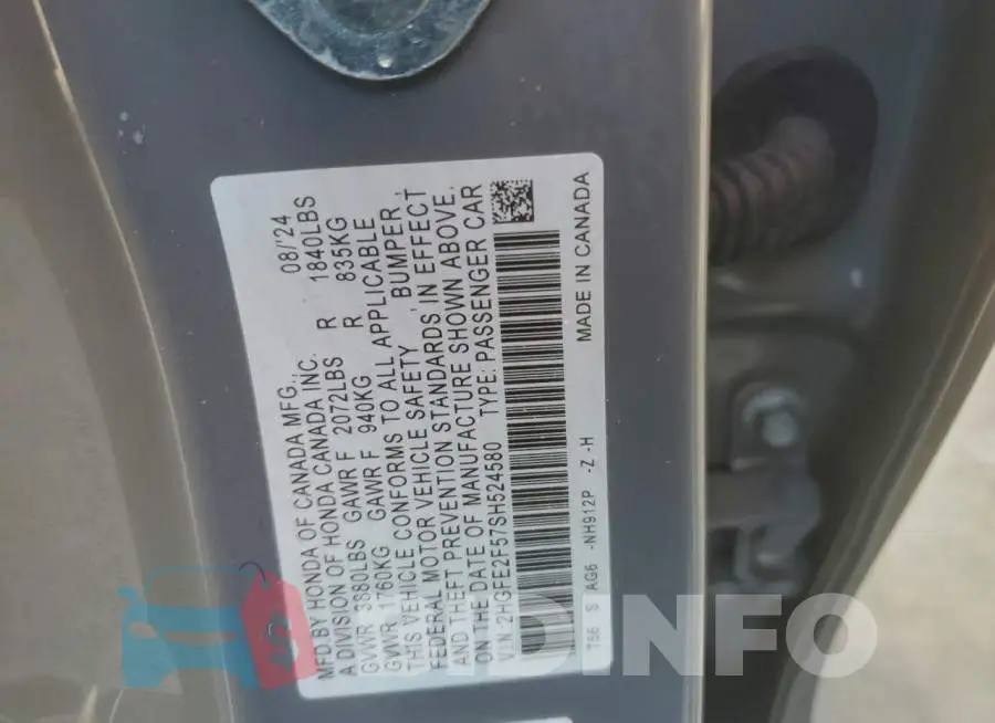2HGFE2F57SH524580 Photo# 12